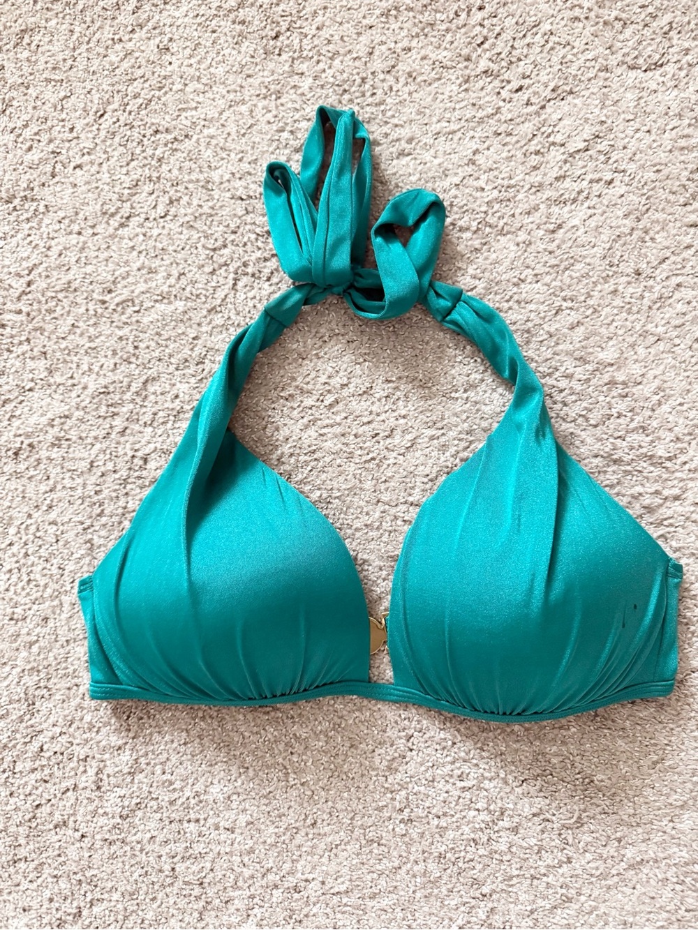 Victoria's Secret Size L Teal Green Padded Push-Up Halter Bikini Top